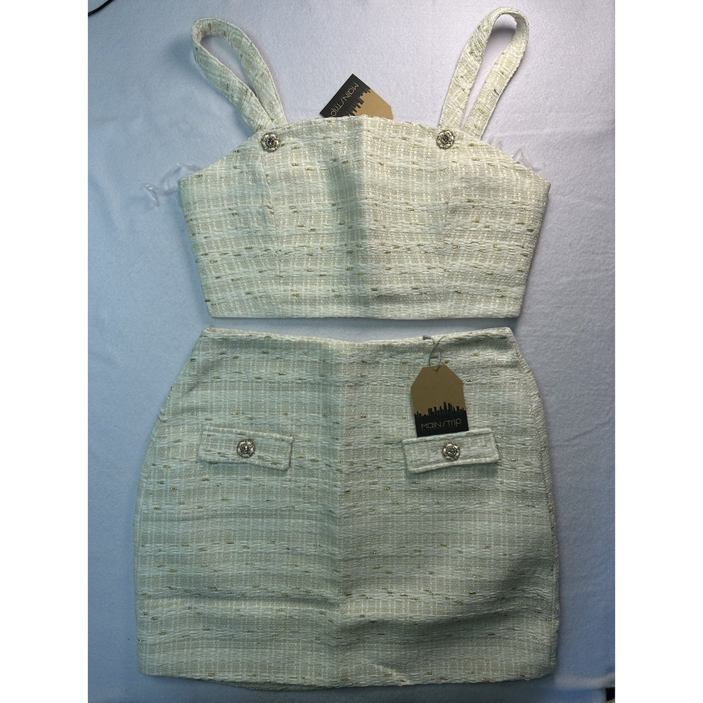 Main Strip Crop Top and Skirt Set Women's Size Medium